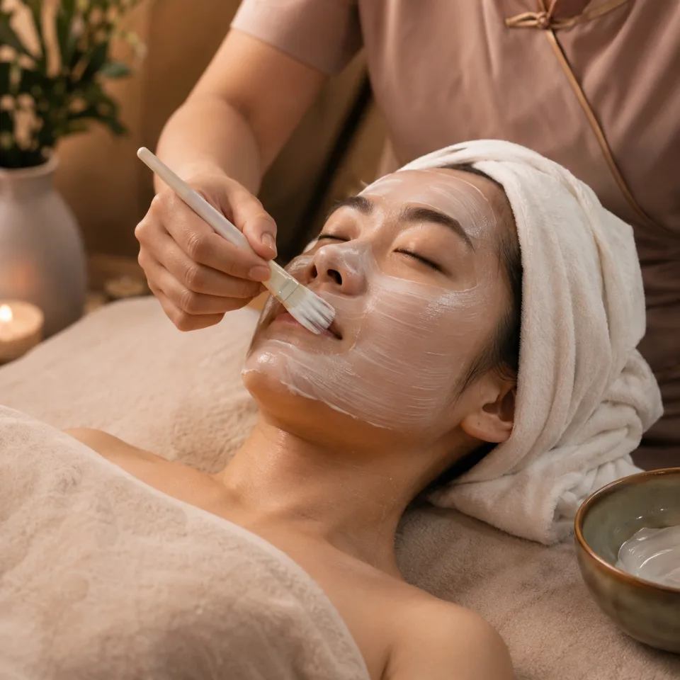 Khách đang được massage mặt